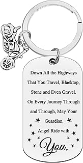 Xiahuyu Biker Gifts Keychain Motorcycle Keychain May Your Guardian Angel Ride With You Keyring Ride Safe Keyring New Driver Gift for Biker Valentines Christmas Birthday Gifts for Boyfriend Husband