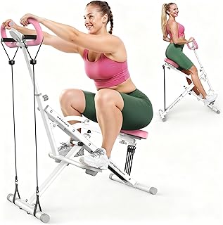 Sportsroyals Squat Machine, Squat Assist Rower for Glutes and Thighs, Foldable Exercise Equipment w/ Four Adjustable Resistance for Home, Full Body Workout Machine
