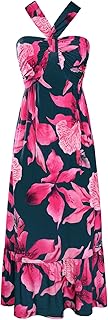 Womens Summer Floral Dresses 2026 Boho Maxi Dress Flowy Halter Sundress Casual Vacation Beach Clothes with Pocket