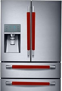 Miaowater 4 PCS Refrigerator Door Handle Covers Kitchen Appliance Decor Handles Anti-Skid Anti-Static Protector Fridge, Dishwasher Oven Keep Off Fingerprints,Food Stains (Red)