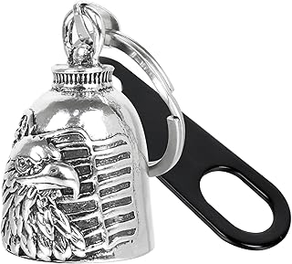 Motorcycle Biker Guardian Luck Riding Bell w/Key Chain Ring & Hanger for Bikers Riders, for Men Women Guard Riding Safety