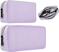 Universal Electronics Accessories Bag Pouch, 2-Pack Portable Soft Carrying Case Bag Wire Cable Organizer for Hard Drive, Power Adapter, Laptop Mouse, Cosmetics Kit, Cell Phone, Small+Big-Purple