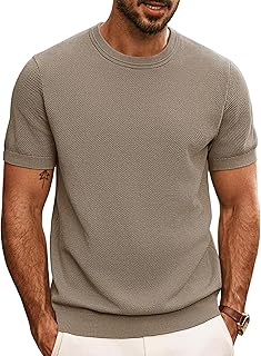 Mens Casual T-Shirts Classic Short Sleeve Knit Tees Crewneck Solid Tee Shirts