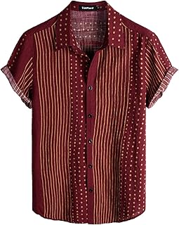 Mens Casual Short Sleeve Button Down Shirts Regular Fit Hawaiian Summer Shirt