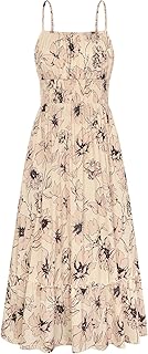 Summer Dresses for Women 2026 Vacation,Smocked Floral Maxi Dress,Boho Beach Sundress with Pocket Fashion Clothing