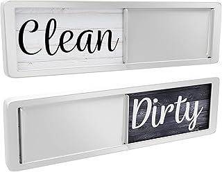 Dishwasher Magnet Clean Dirty Sign, Clean Dirty Magnet for Dishwasher, Rustic Farmhouse Kitchen Decor, Magnetic Dish Washer Sign Indicator, Sliding Rustic Dish Washer Signs, Black & White Wood