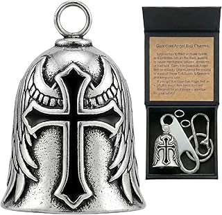 Motorcycle Bell Guardian Angel Charm - Weather-resistant Good Luck Gremlin Bells With Gift Box, Legend Card, Keychain, Hanger