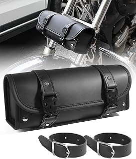 Motorcycle Handlebar Bag,Car Accessories Motorcycle Tool Bag,Pu Leather Motorcycles Fork Bag,Autobikes Side Bag with Straps,Motorcycles Bag,Autobike Storage Bag,Suitable for Most Autobike