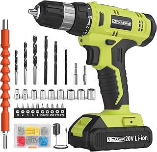 FADAKWALT Cordless Drill Set, 20V Electric Power Drill with Battery And Charger, Torque 30N, 21+1 Torque Setting, 3/8-Inch Keyless Chuck, Drill Driver Bits Kit, with LED