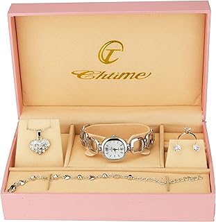 Gift Set Women's Watch Silver- Jewelry Set- Necklace-Ring- Earrings - Band