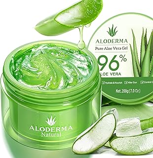 Aloderma Aloe Vera Gel Made within 12 Hours of Harvest with 96% Pure Organic Aloe Vera for Skin, Scalp, & Hair, Soothing Aloe Face Moisturizer, Multipurpose, Hydrating Aloe Gel, 7.05oz